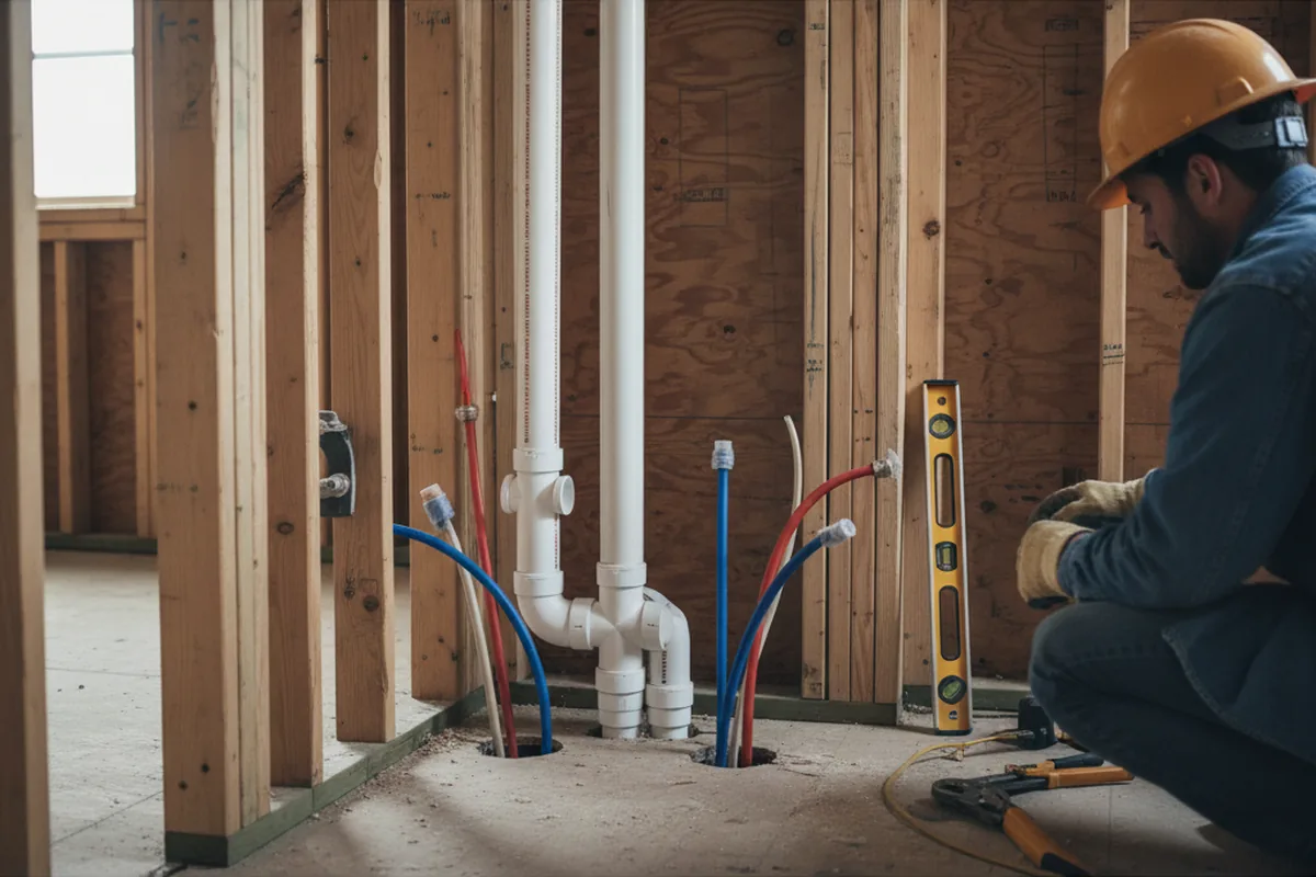 Drain and supply rough-in during Leak Detection in Vandergrift