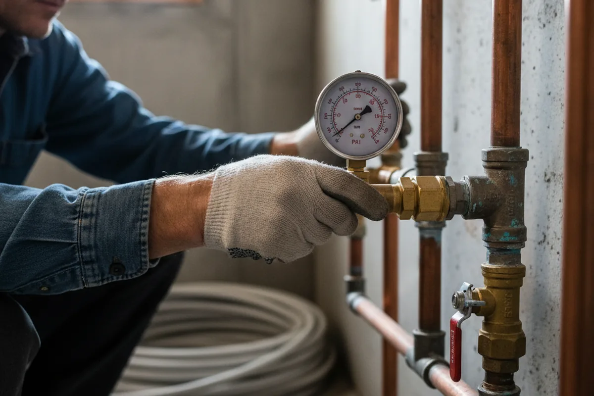 Pressure testing a repaired line during Water Line Repair in Vandergrift